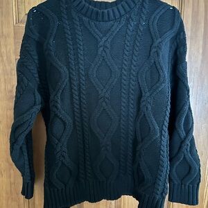 Trendy Queen Black Cable Knit Sweater - M